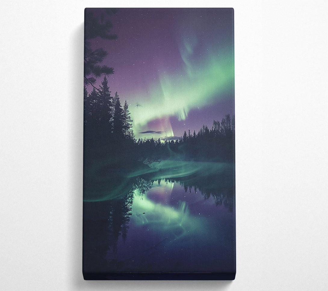  A Canvas Print of Emerald Northern Lights Reflection Canvas Art