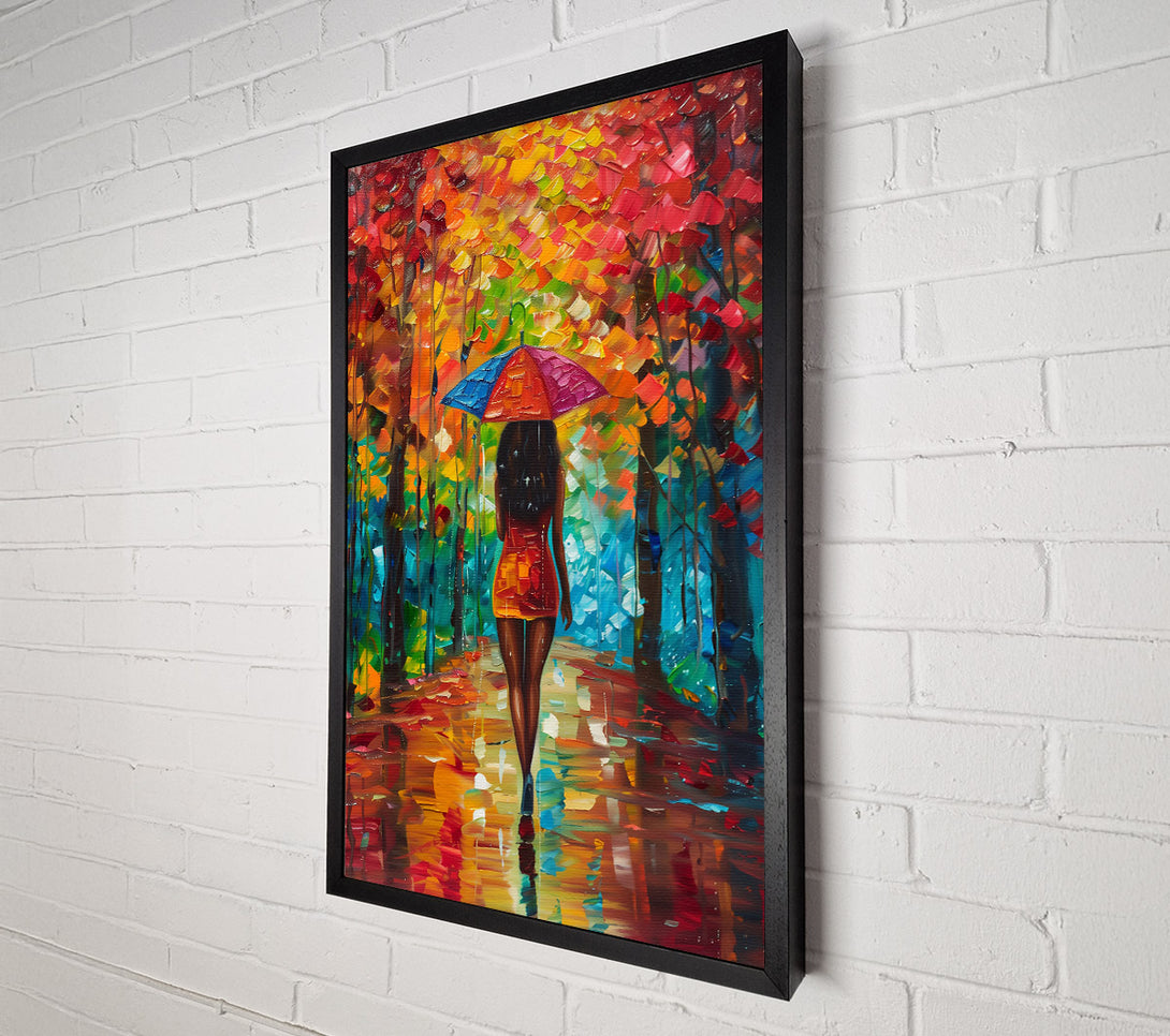  A Canvas Print of Red Umbrella Stroll Canvas Wall Art