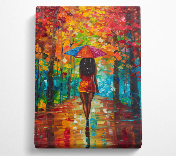  A Canvas Print of Red Umbrella Stroll Canvas Wall Art