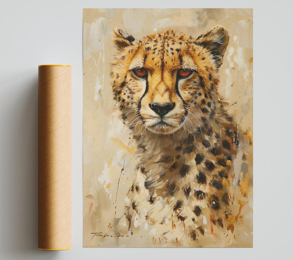 Golden Cheetah Gaze Print