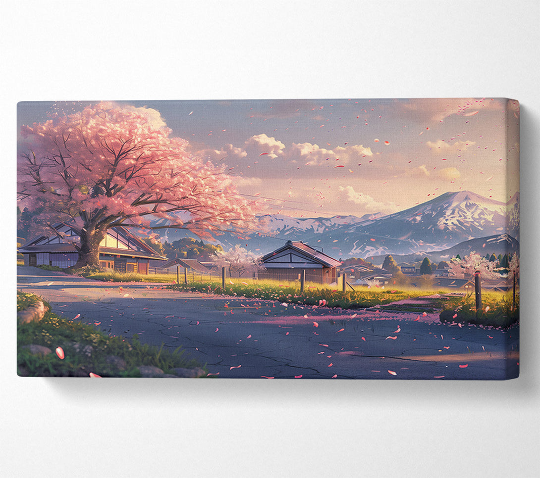  A Canvas Print of Pink Sakura Sunset Canvas Wall Art