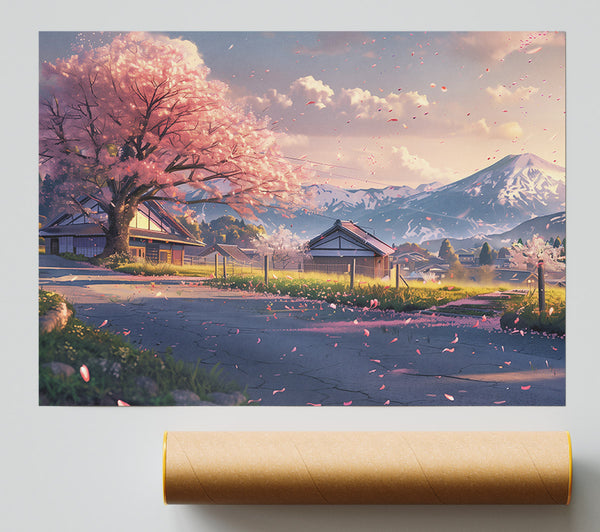 Pink Sakura Sunset Poster