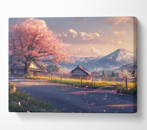  A Canvas Print of Pink Sakura Sunset Canvas Wall Art