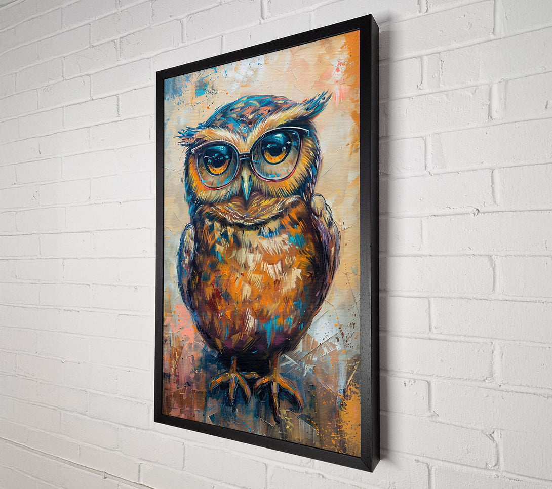  A Canvas Print of Orange Owl In Glasses Canvas Wall Art