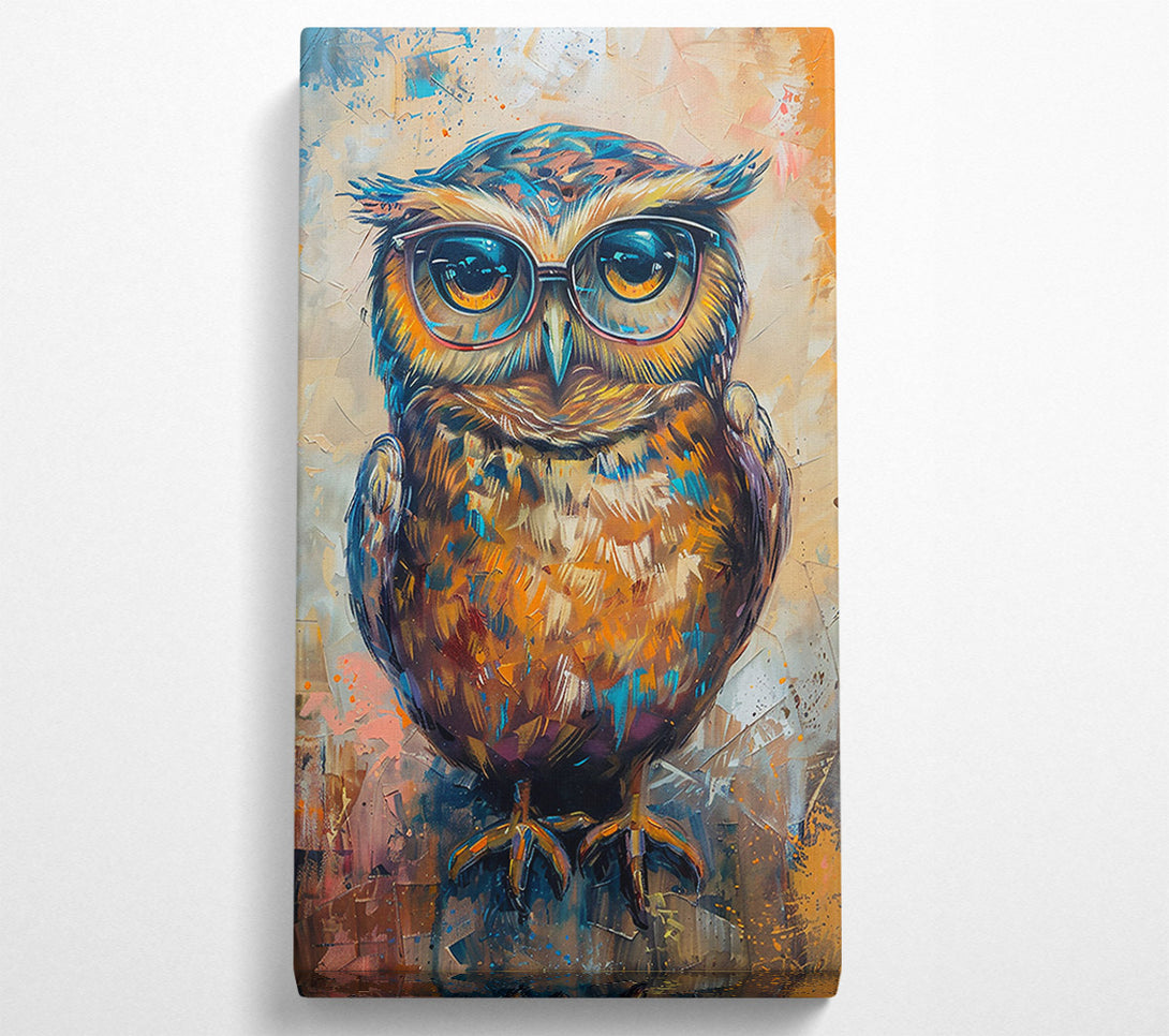  A Canvas Print of Orange Owl In Glasses Canvas Wall Art