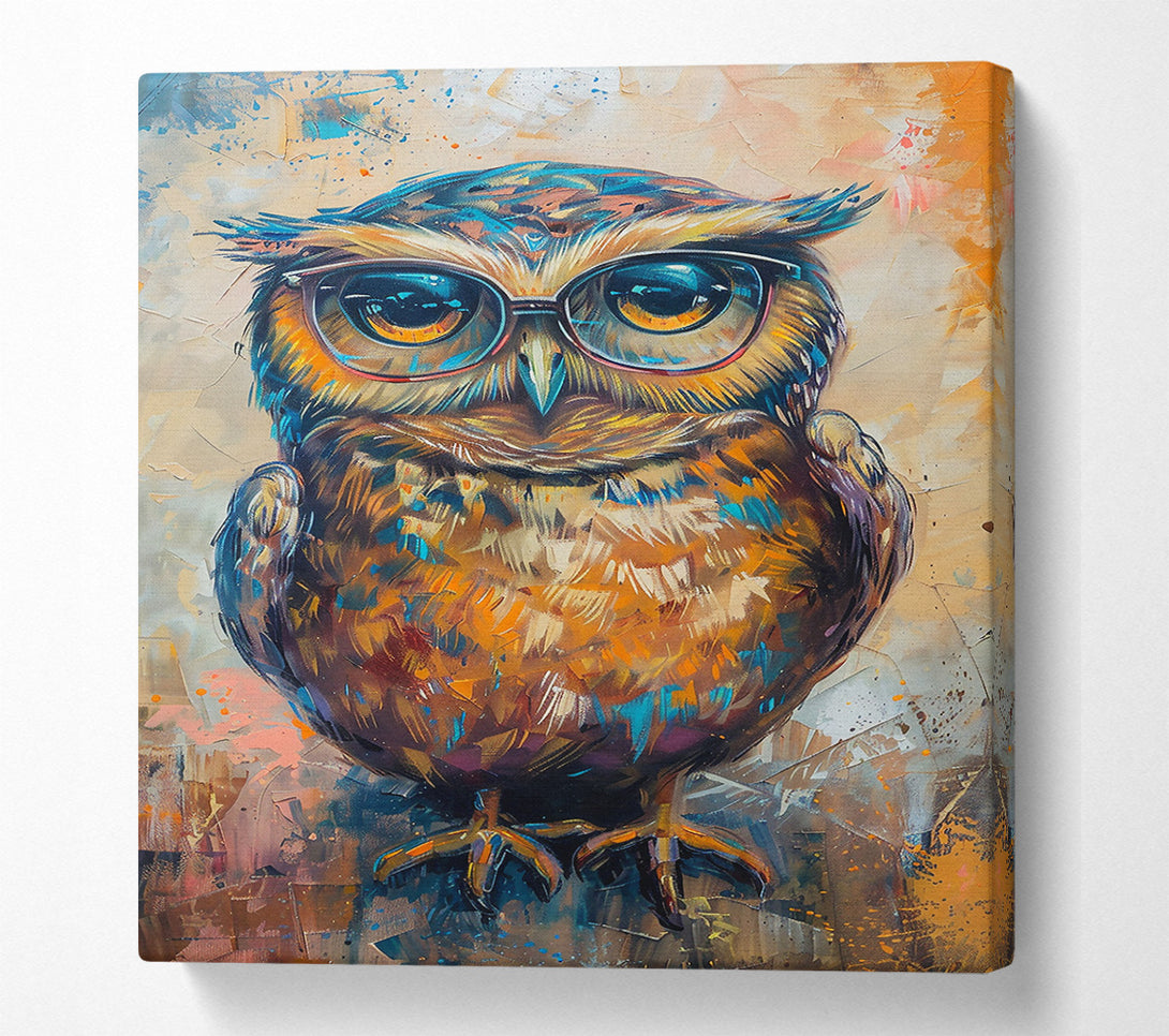  A Canvas Print of Orange Owl In Glasses Canvas Wall Art