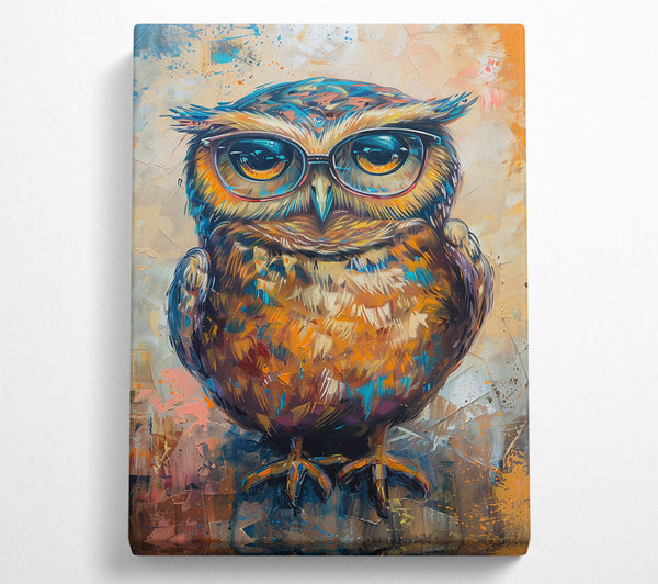  A Canvas Print of Orange Owl In Glasses Canvas Wall Art