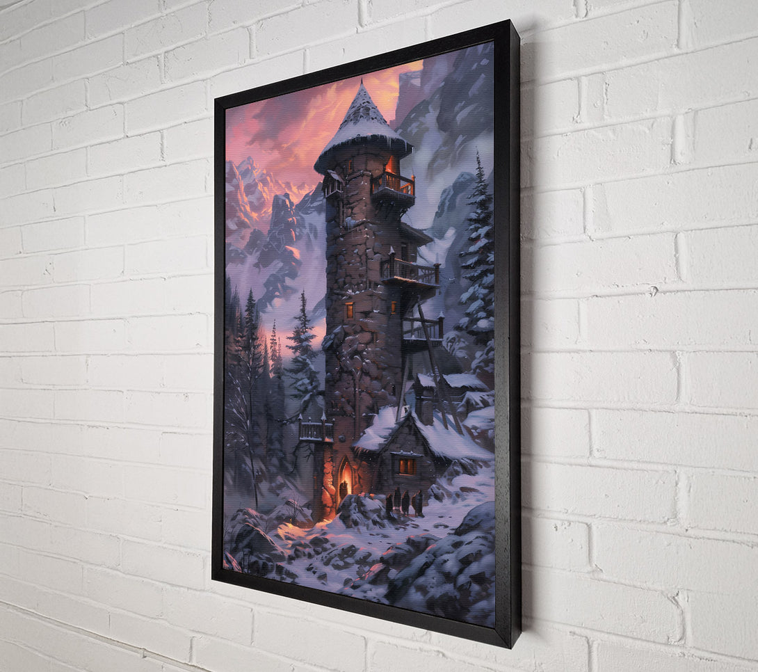 A Canvas Print of Crimson Mountain Watchtower Canvas Art