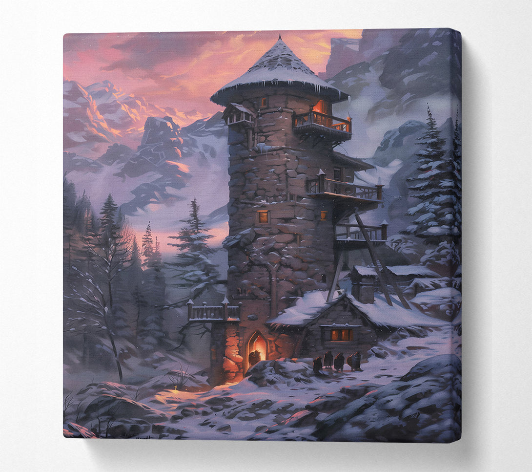  A Canvas Print of Crimson Mountain Watchtower Canvas Art