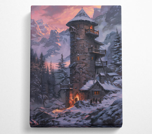  A Canvas Print of Crimson Mountain Watchtower Canvas Art