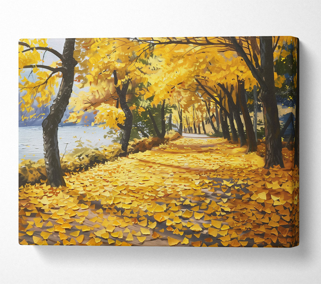  A Canvas Print of Golden Autumn Path Canvas Print