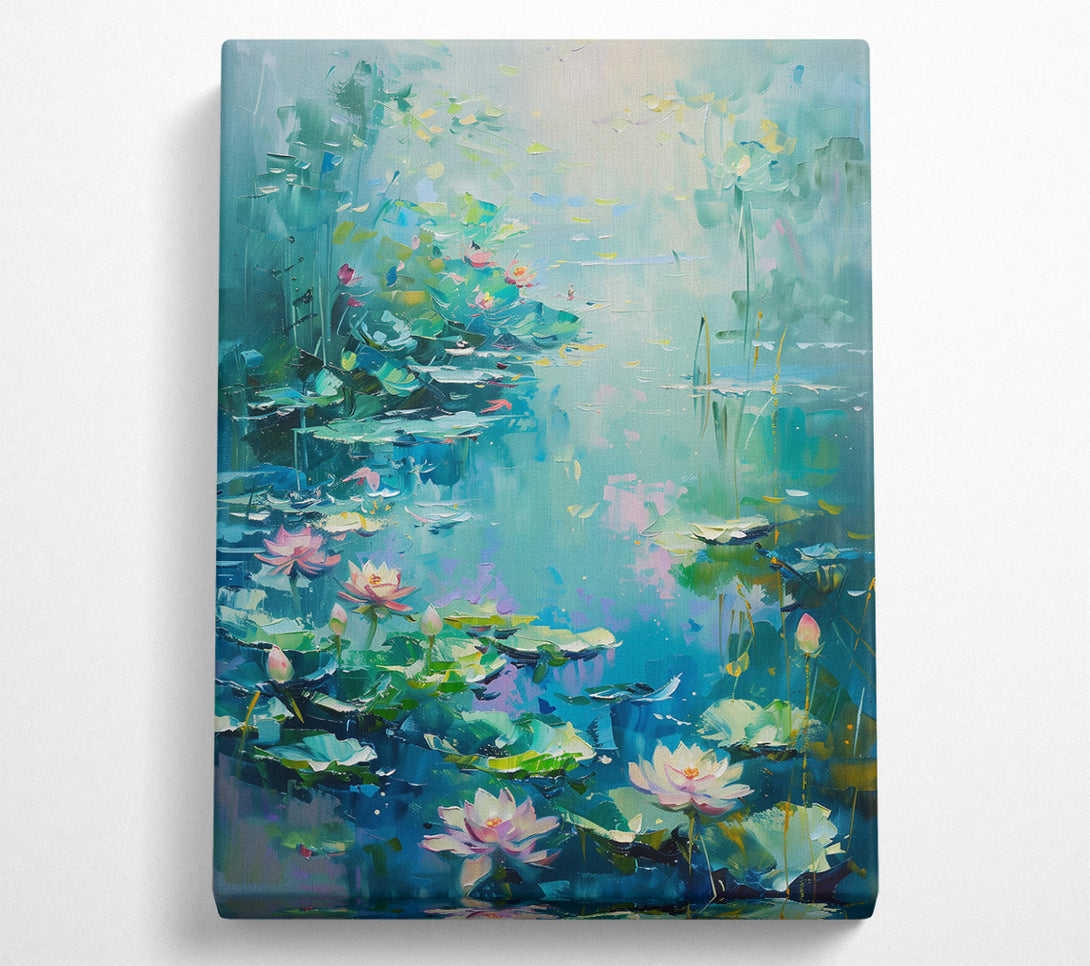  A Canvas Print of Azure Water Lilies Canvas Wall Art