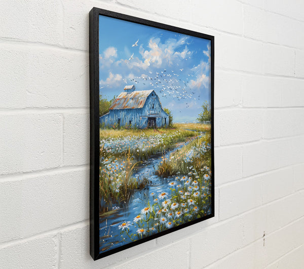 Blue Barn And Daisies