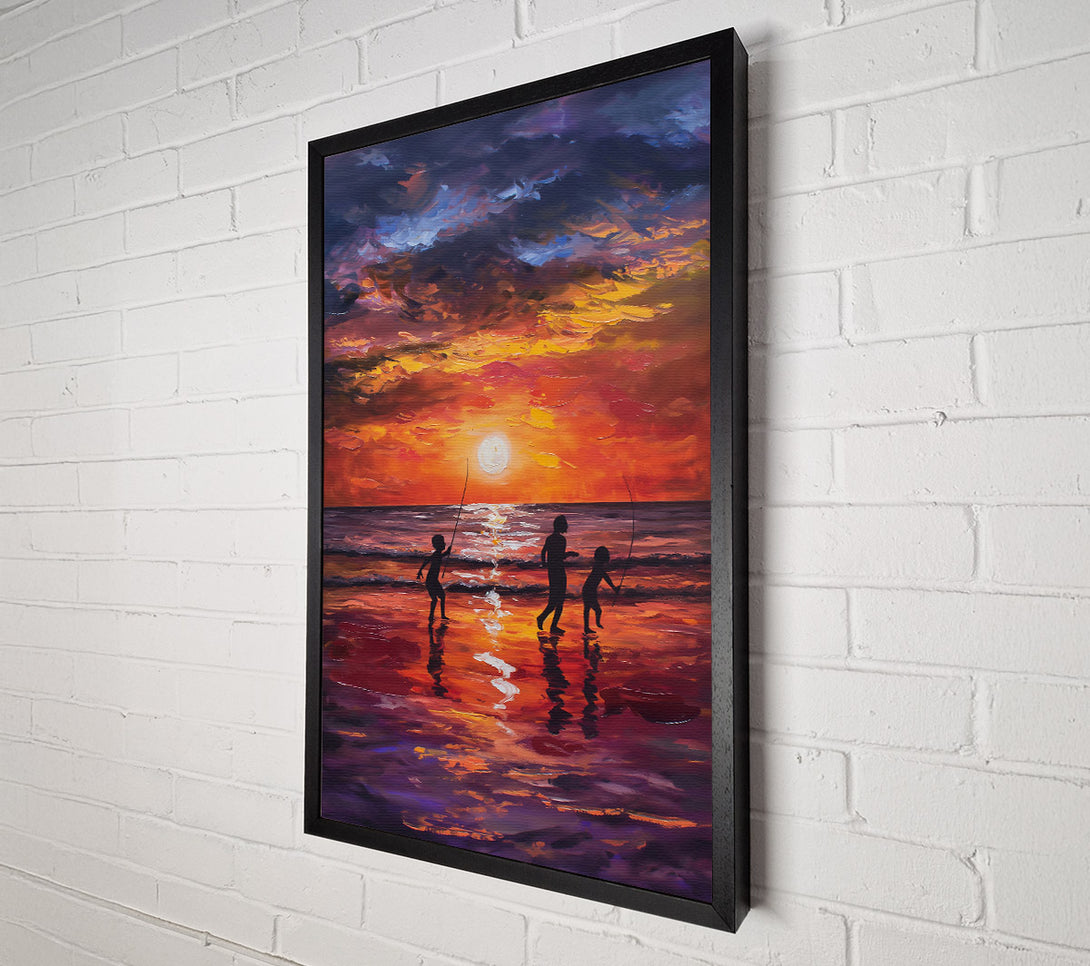  A Canvas Print of Orange Sunset Fishing Trip Canvas Print