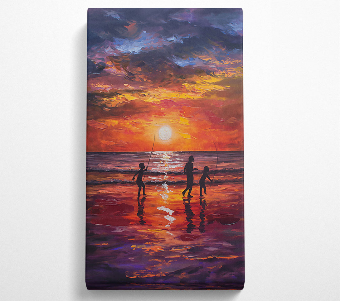  A Canvas Print of Orange Sunset Fishing Trip Canvas Print