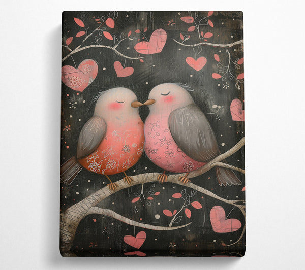  A Canvas Print of Pink Birds In Love Canvas Art