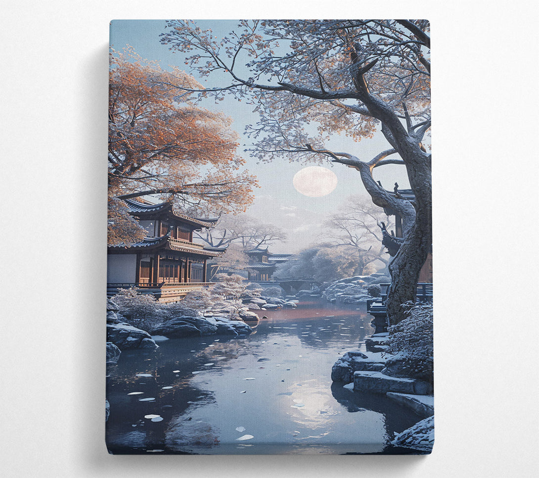  A Canvas Print of Blue Moon Pagoda Canvas Wall Art