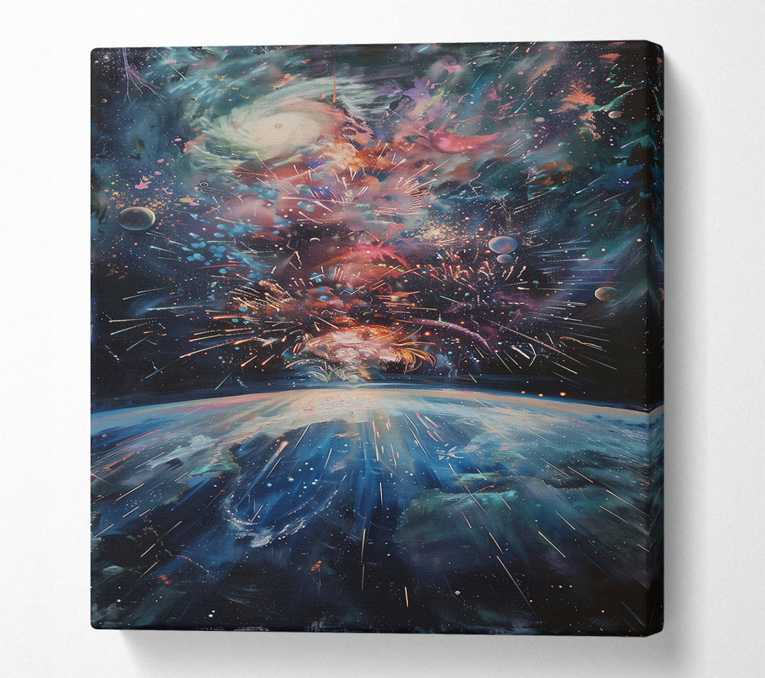  A Canvas Print of Blue Cosmic Symphony Canvas Wall Art