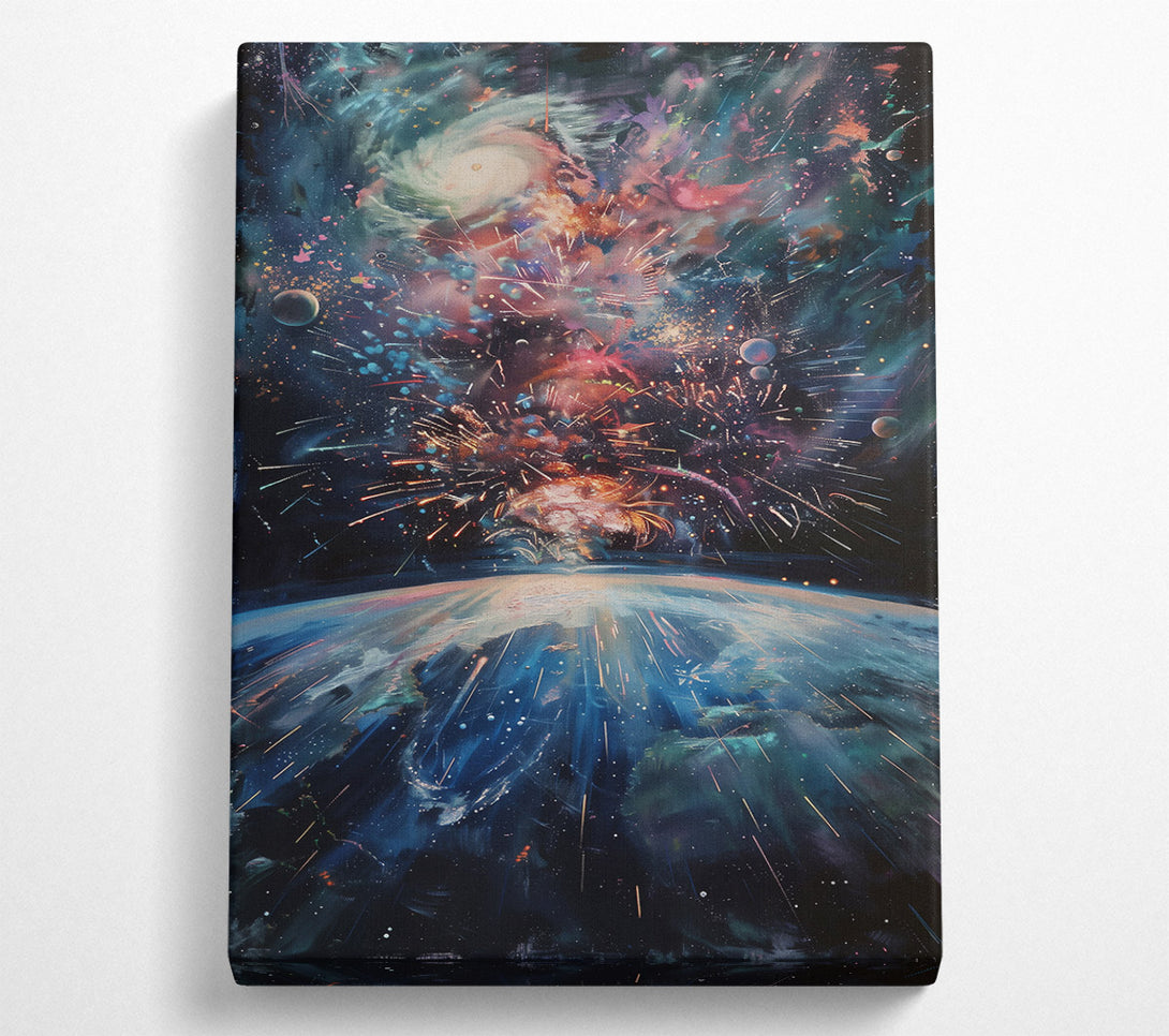  A Canvas Print of Blue Cosmic Symphony Canvas Wall Art