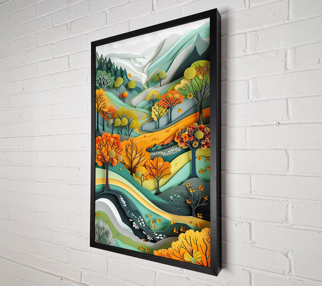  A Canvas Print of Orange Papercut Hills Canvas Art