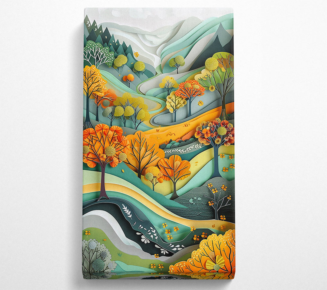  A Canvas Print of Orange Papercut Hills Canvas Art