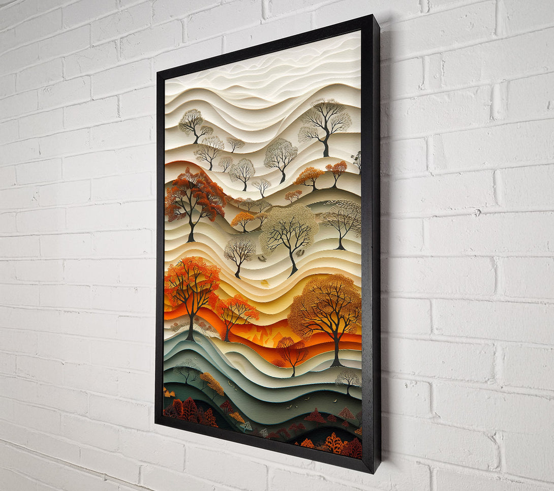  A Canvas Print of Orange Papercut Forest Canvas Wall Art