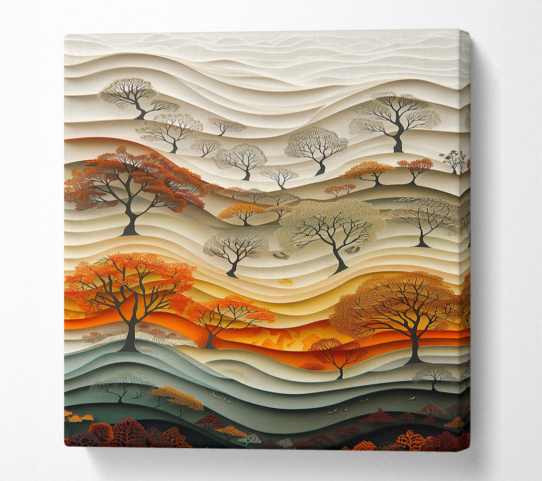  A Canvas Print of Orange Papercut Forest Canvas Wall Art