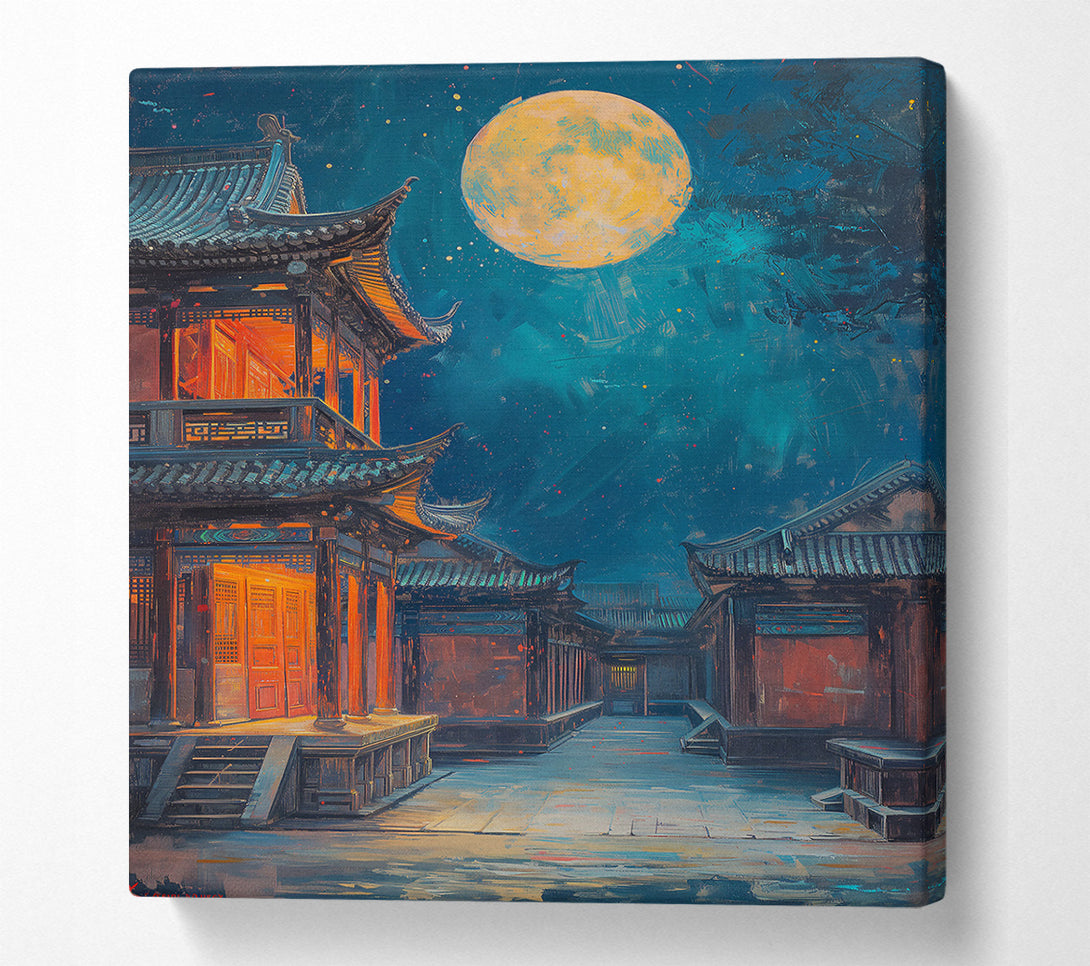 A Canvas Print of Blue Night Courtyard Canvas Print