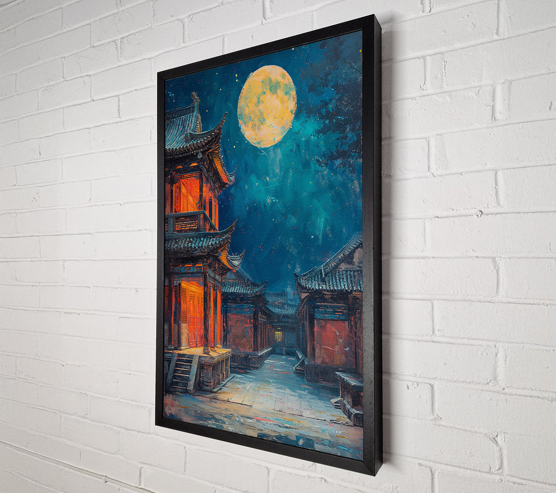  A Canvas Print of Blue Moon Pagoda Canvas Wall Art