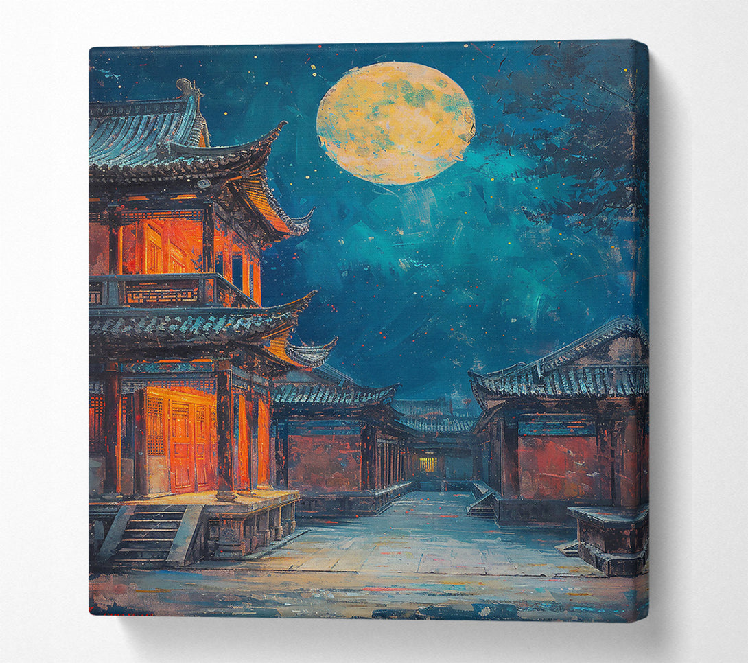 A Canvas Print of Blue Moon Pagoda Canvas Wall Art