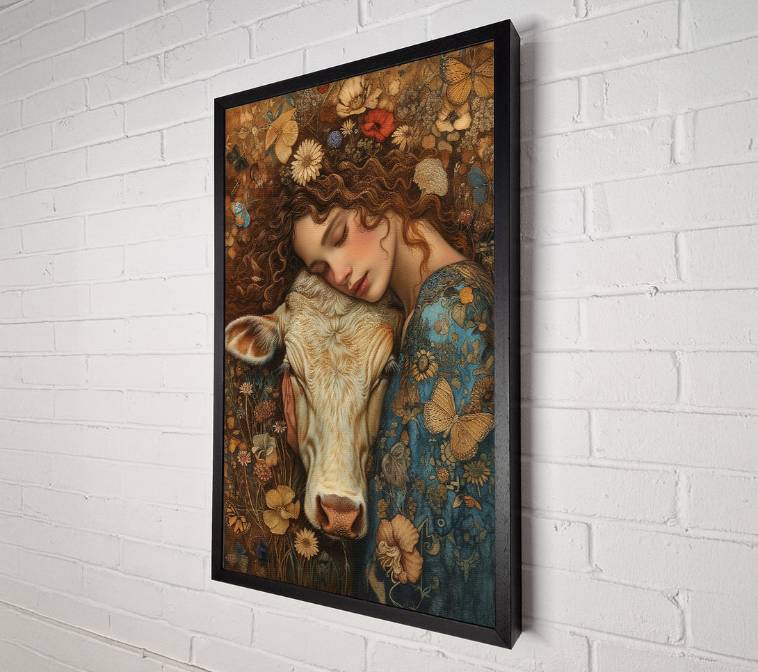  A Canvas Print of Golden Cow Slumber Canvas Art