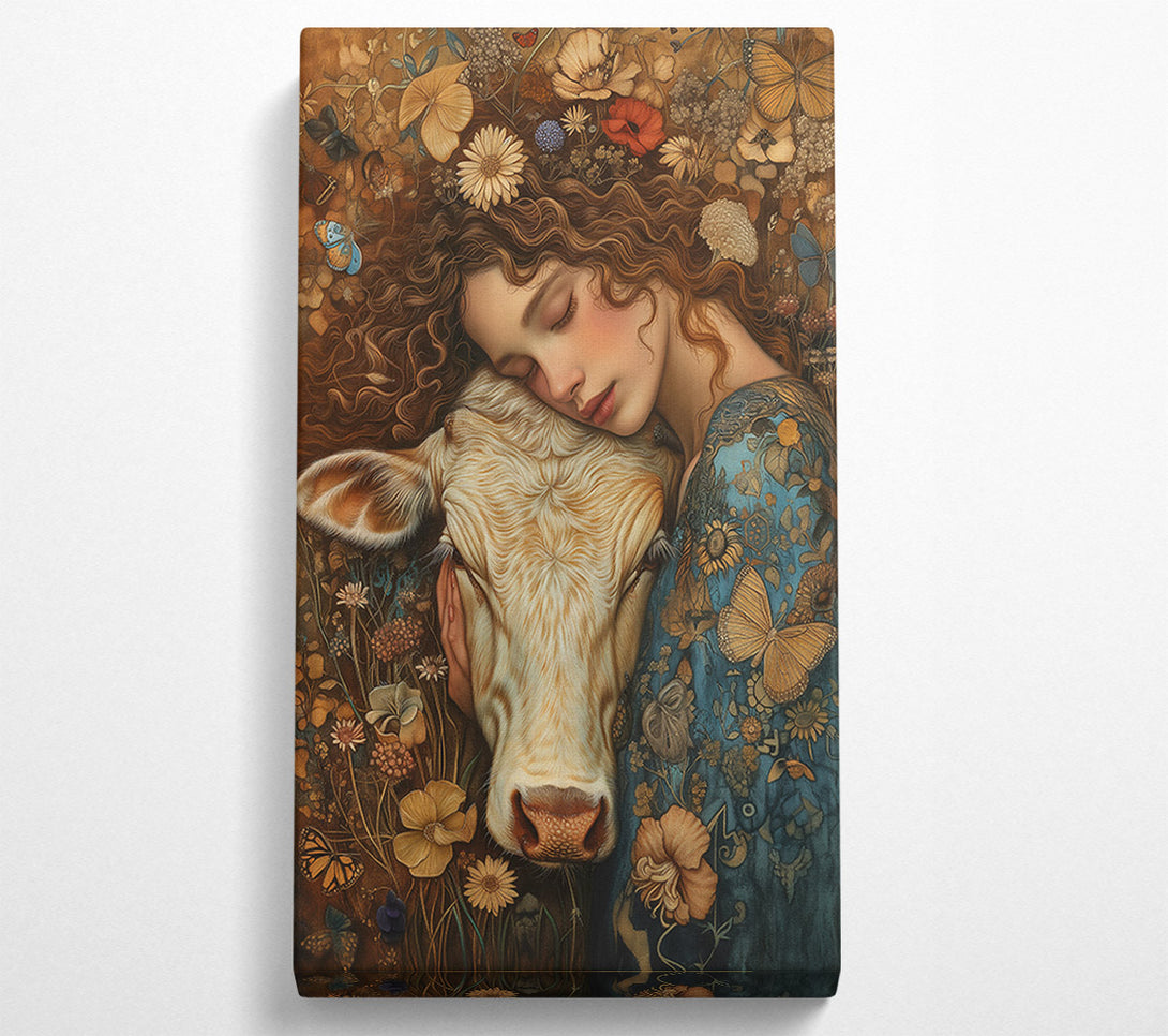  A Canvas Print of Golden Cow Slumber Canvas Art