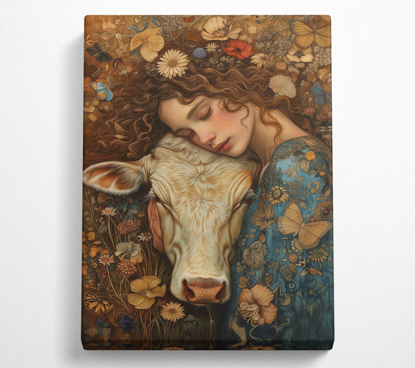  A Canvas Print of Golden Cow Slumber Canvas Art