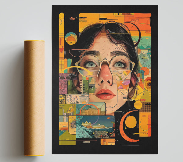 Orange Digital Gaze Print