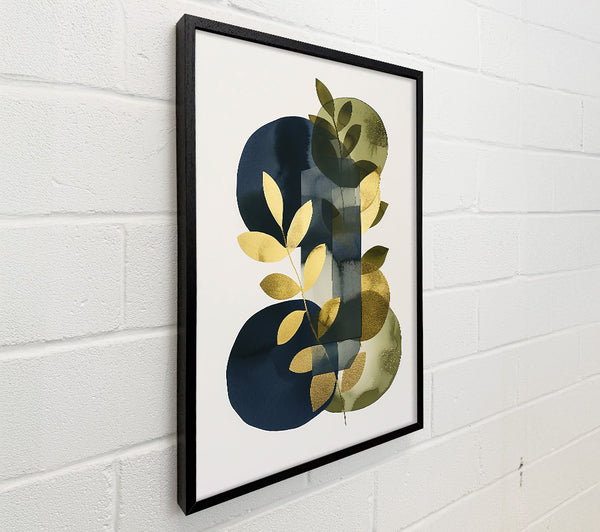 Golden Leaves On Navy Blue