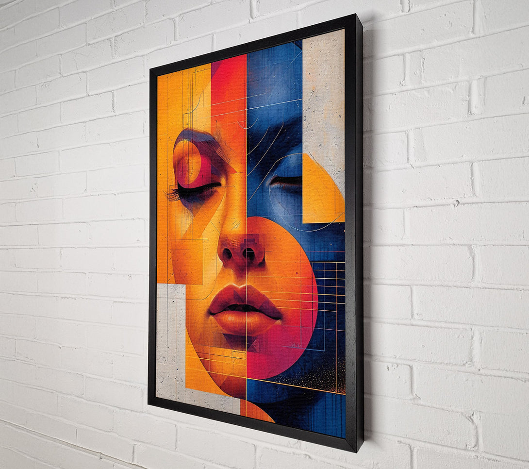  A Canvas Print of Lady Geometric Shapes Canvas Wall Art