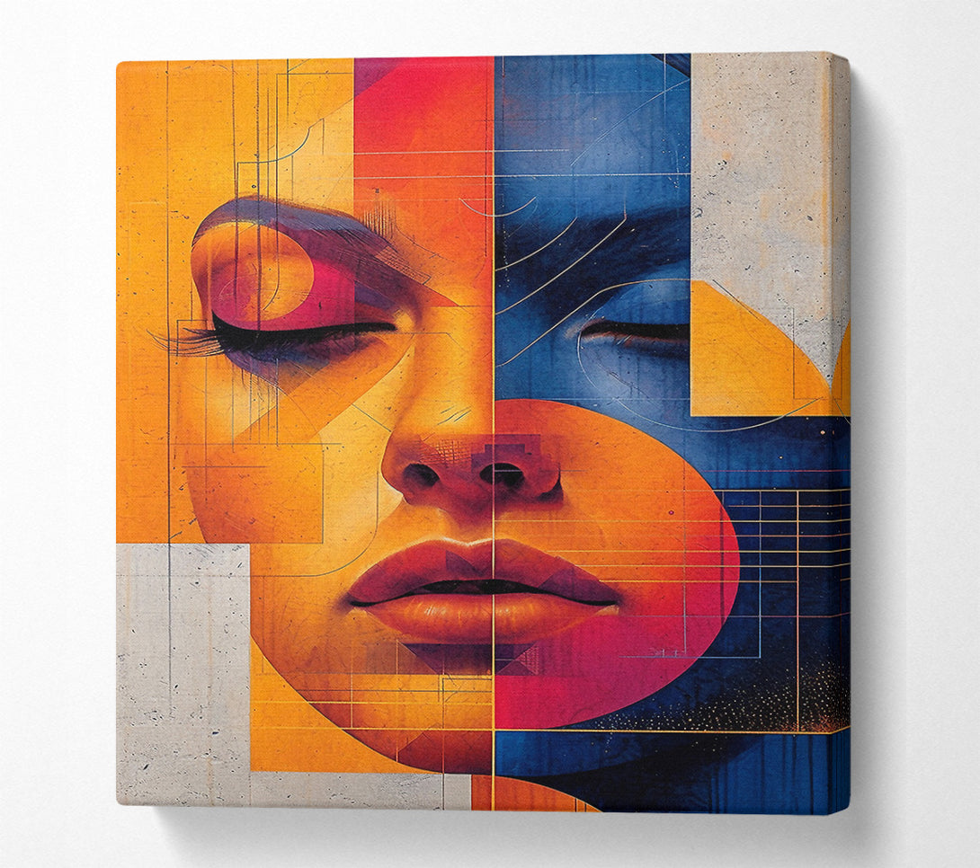  A Canvas Print of Lady Geometric Shapes Canvas Wall Art