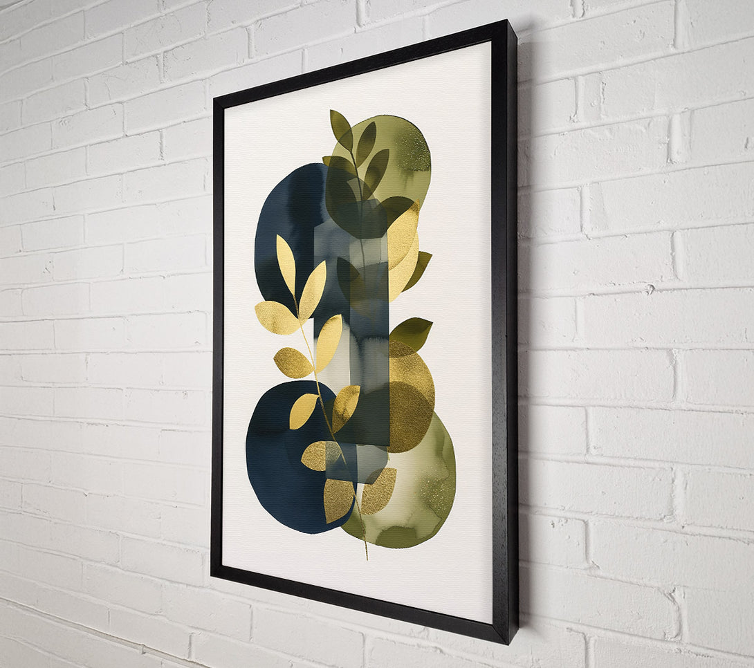  A Canvas Print of Gold And Navy Leaves Canvas Wall Art