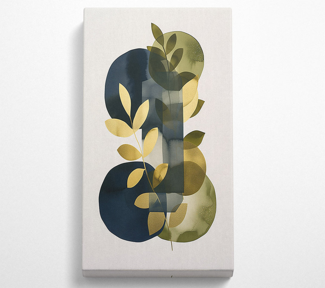  A Canvas Print of Gold And Navy Leaves Canvas Wall Art