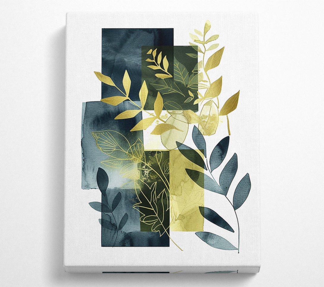  A Canvas Print of Golden Teal Abstract Canvas Art