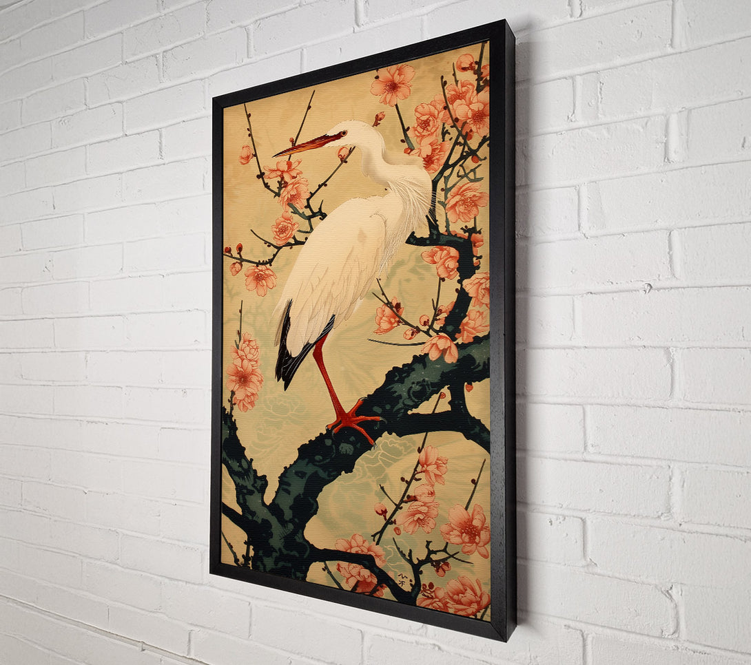  A Canvas Print of Peach And White Heron Canvas Print