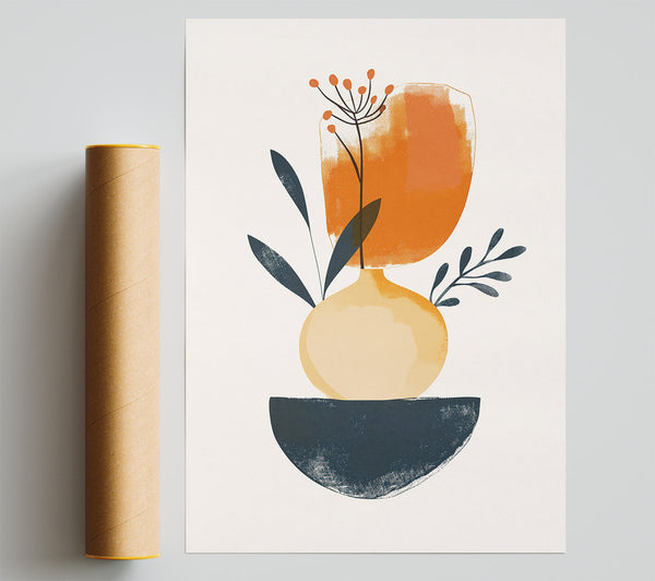 Orange Abstract Bloom Print