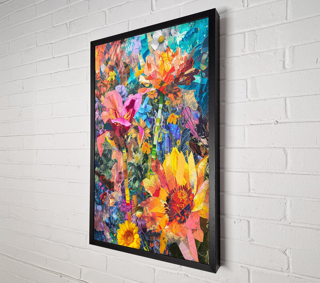  A Canvas Print of Orange Floral Collage Canvas Wall Art