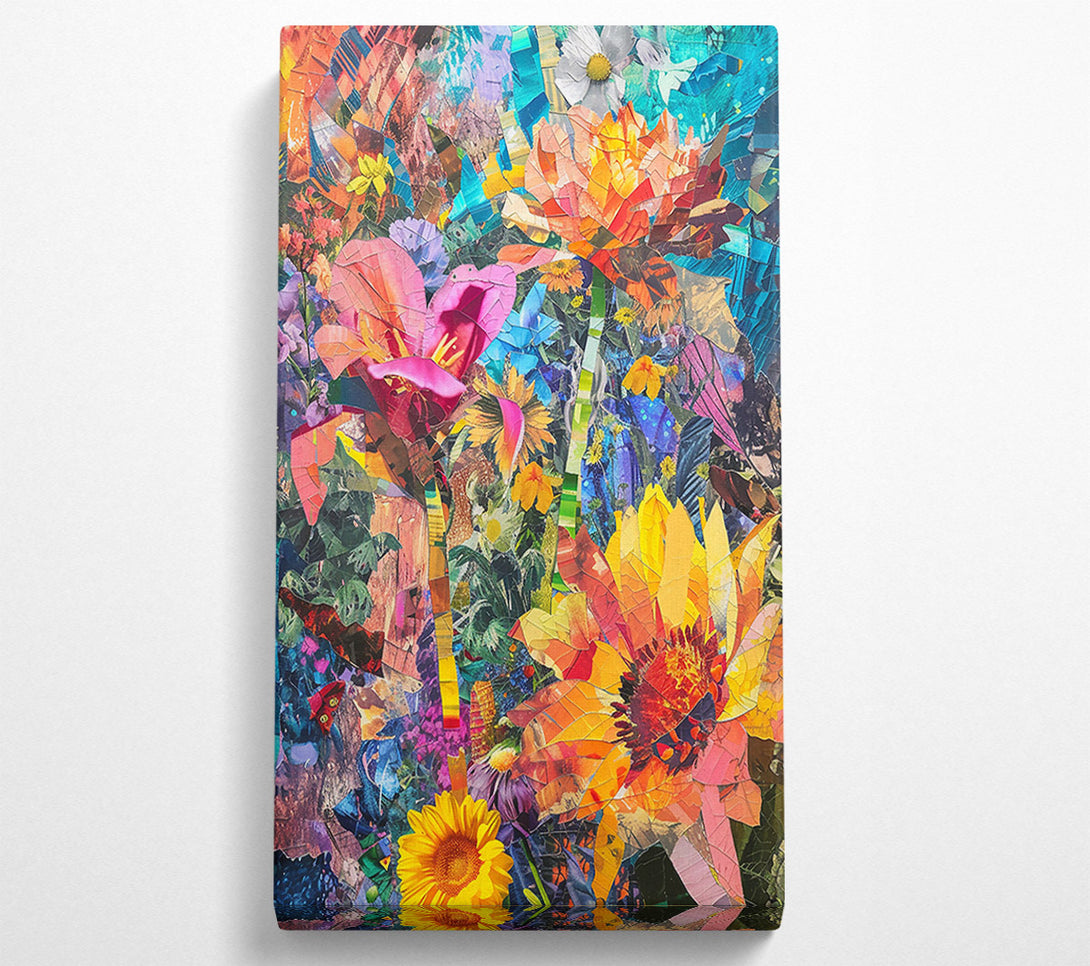  A Canvas Print of Orange Floral Collage Canvas Wall Art