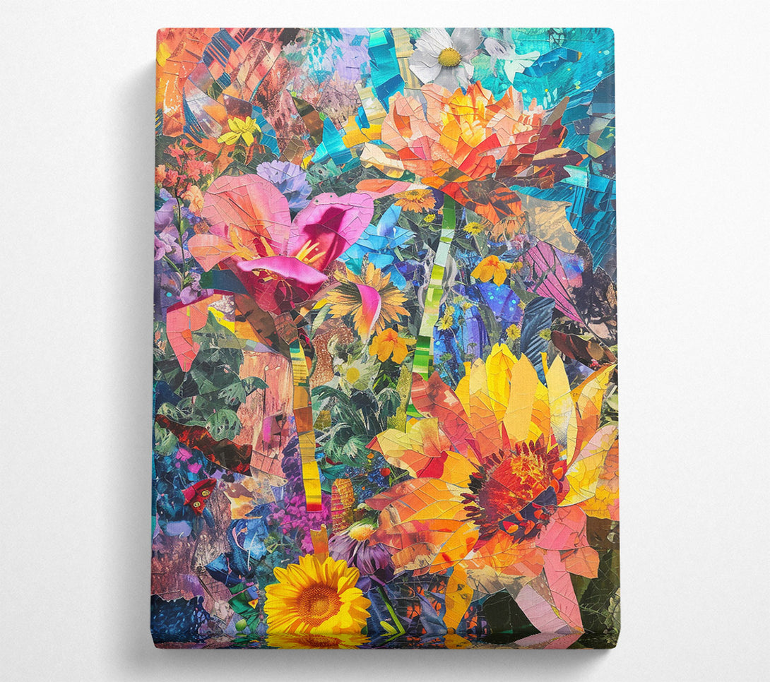  A Canvas Print of Orange Floral Collage Canvas Wall Art