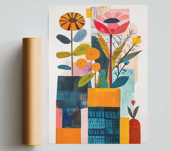 Orange Floral Composition Print