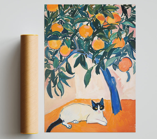 Orange Tree And Cat Giclee Print