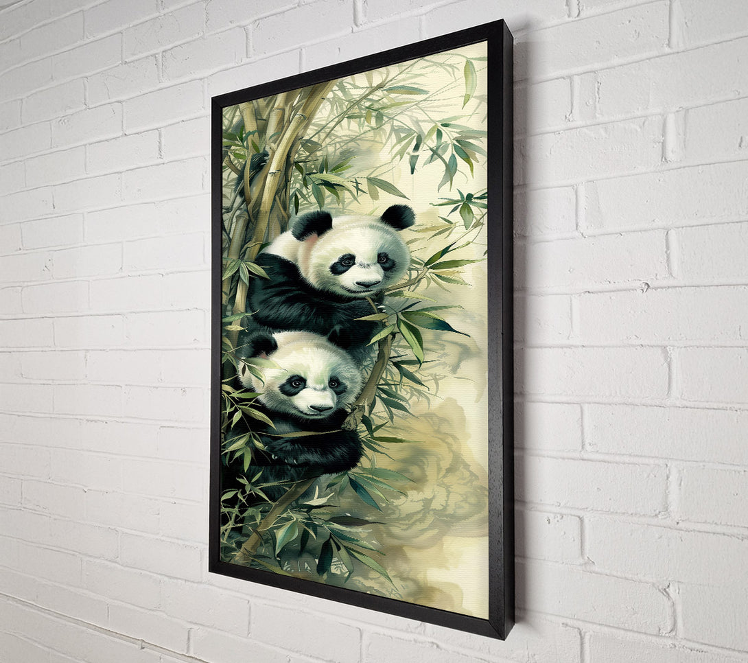  A Canvas Print of Green Bamboo Pandas Canvas Art