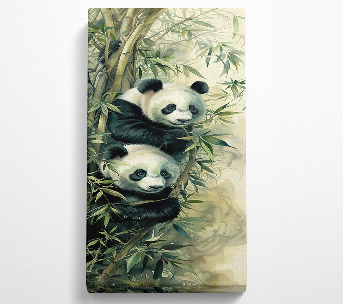  A Canvas Print of Green Bamboo Pandas Canvas Art