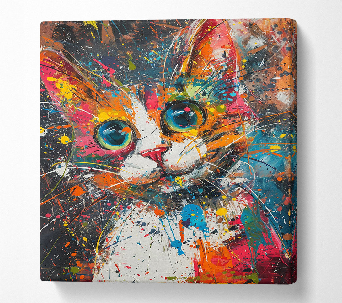  A Canvas Print of Orange Splashed Feline Canvas Art
